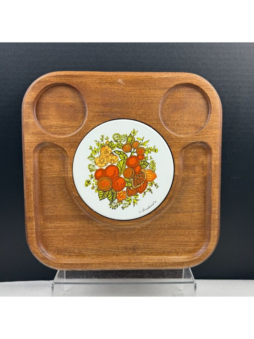 Vintage Goodwood Japan Wood and Tile Square Charcuterie Board